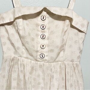 Anthropologie Cream and Gold Retro Sundress